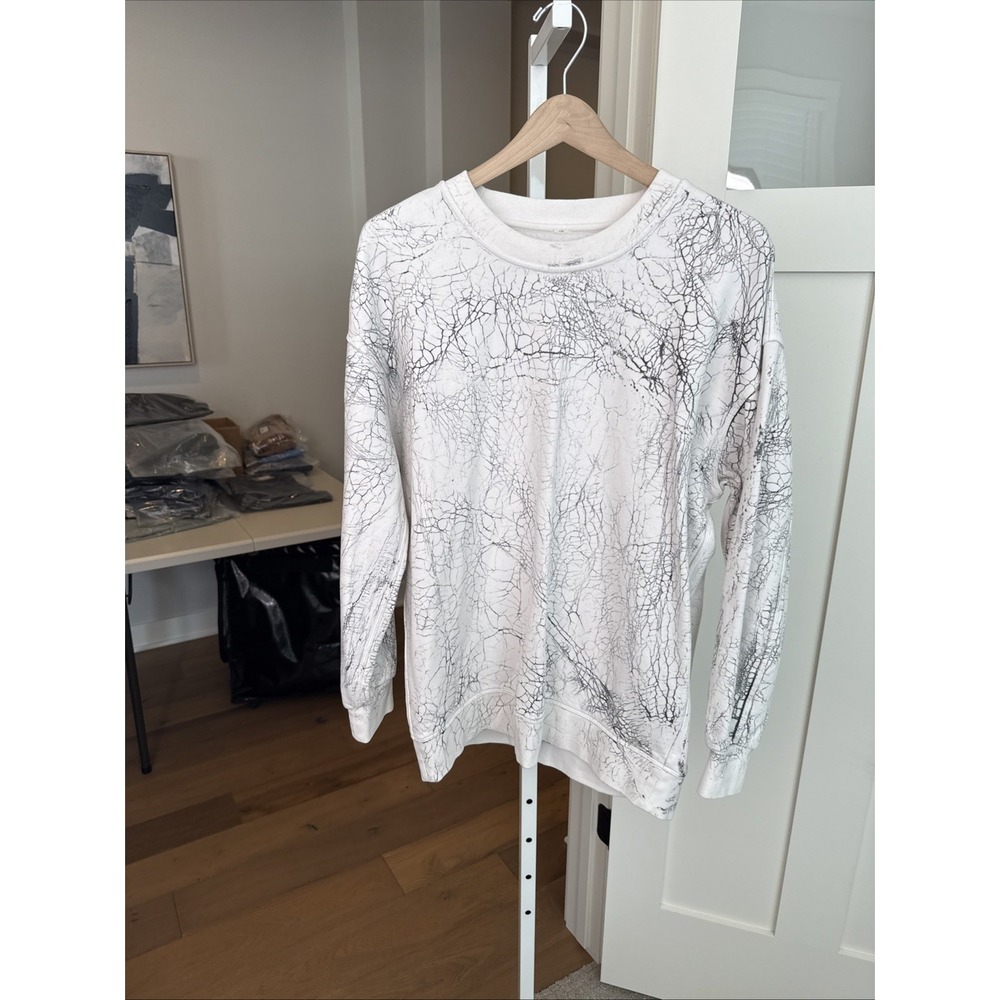 Lululemon Perfectly Oversized Crew Sweatshirt White Black Crackle Size Unknown